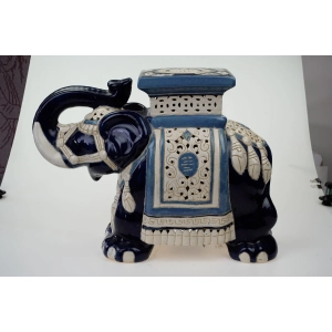 76688 CERAMICZNY KOBALTOWY DUŻY SŁOŃ FIGURA POSTUMENT POD KWIATKA KWIETNIK AŻURY (4).jpg