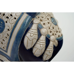 76688 CERAMICZNY KOBALTOWY DUŻY SŁOŃ FIGURA POSTUMENT POD KWIATKA KWIETNIK AŻURY (5).jpg