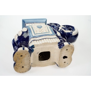 76688 CERAMICZNY KOBALTOWY DUŻY SŁOŃ FIGURA POSTUMENT POD KWIATKA KWIETNIK AŻURY (7).jpg