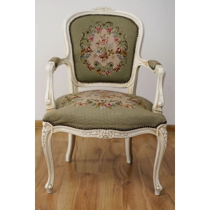 76690 STYLOWY FOTEL KRZESŁO Z PODŁOKIETNIKAMI SELEDYNOWY HAFT GOBELINOWY WZÓR W KWIATY (2).jpg