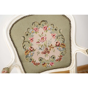 76690 STYLOWY FOTEL KRZESŁO Z PODŁOKIETNIKAMI SELEDYNOWY HAFT GOBELINOWY WZÓR W KWIATY (5).jpg