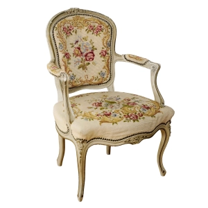 STYLOWY FOTEL KRZESŁO Z PODŁOKIETNIKAMI SELEDYNOWY HAFT GOBELINOWY WZÓR W KWIATY