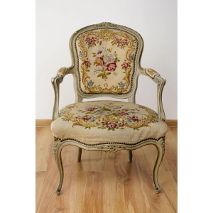 76691 STYLOWY FOTEL KRZESŁO Z PODŁOKIETNIKAMI SELEDYNOWY HAFT GOBELINOWY WZÓR W KWIATY (5).jpg