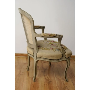 76691 STYLOWY FOTEL KRZESŁO Z PODŁOKIETNIKAMI SELEDYNOWY HAFT GOBELINOWY WZÓR W KWIATY (6).jpg