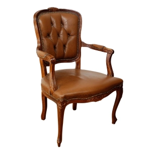 STYLOWY FOTEL KRZESŁO Z PODŁOKIETNIKAMI W BRĄZIE