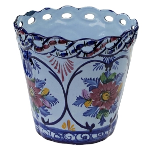 CERAMICZNA DUŻA RĘCZNIE MALOWANA DONICZKA OSŁONKA Z AŻURAMI