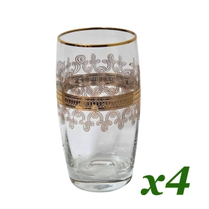 BOHEMIA KOMPLET 4 ŚLICZNYCH SZKLANIC ZE ZŁOCONYM PANTOGRAFEM