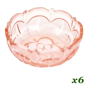 KOMPLET 6 CUDOWNYCH ŁOSOSIOWYCH MISECZEK JAK KWIAT