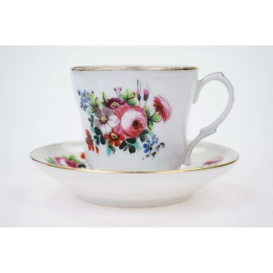 76808 BIEDERMEIER ZABYTKOWA FILIŻANKA ZE SPODKIEM RĘCZNIE MALOWANE KWIATY (2).jpg