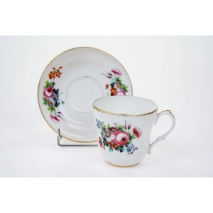 76808 BIEDERMEIER ZABYTKOWA FILIŻANKA ZE SPODKIEM RĘCZNIE MALOWANE KWIATY (4).jpg