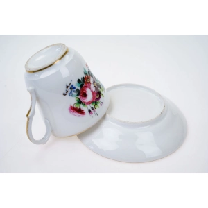 76808 BIEDERMEIER ZABYTKOWA FILIŻANKA ZE SPODKIEM RĘCZNIE MALOWANE KWIATY (5).jpg