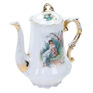 76813 STARY SECESYJNY DZBAN DO KAWY Z NINFĄ I AMORKIEM (1).jpg