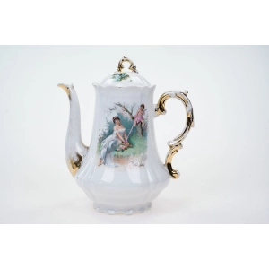 76813 STARY SECESYJNY DZBAN DO KAWY Z NINFĄ I AMORKIEM (2).jpg