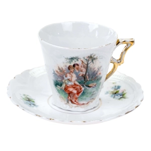 76817 ŚLICZNA SECESYJNA FILIŻANKA ZE SPODKIEM SCENKA Z NIMFĄ I AMORKIEM NIEZAPOMINAJKI III (1).jpg
