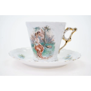 76817 ŚLICZNA SECESYJNA FILIŻANKA ZE SPODKIEM SCENKA Z NIMFĄ I AMORKIEM NIEZAPOMINAJKI III (2).jpg