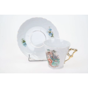 76817 ŚLICZNA SECESYJNA FILIŻANKA ZE SPODKIEM SCENKA Z NIMFĄ I AMORKIEM NIEZAPOMINAJKI III (4).jpg