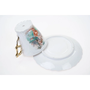 76817 ŚLICZNA SECESYJNA FILIŻANKA ZE SPODKIEM SCENKA Z NIMFĄ I AMORKIEM NIEZAPOMINAJKI III (5).jpg