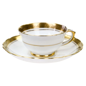 TUSCAN MOKKA MAŁA FILIŻANKA ZE SPODKIEM CZARNO-ZŁOTY OTOK