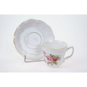 76827 SECESJA CUDOWNA FILIŻANKA ZE SPODKIEM RÓŻOWE RÓŻYCZKI (4).jpg