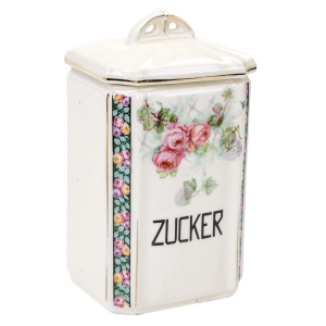 STARY POJEMNIK KUCHENNY NA CUKIER RÓŻYCZKI ZUCKER