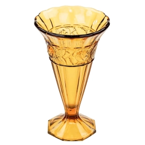 BELGIA SYGNOWANY BURSZTYNOWY WAZON Z RÓŻANYM SZLACZKIEM