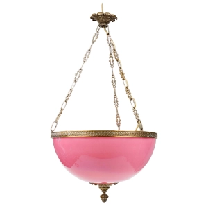 ŻYRANDOL WISZĄCA LAMPA Z CUDOWNYM RÓŻOWYM KLOSZEM