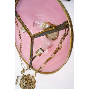 76857 ŻYRANDOL WISZĄCA LAMPA Z CUDOWNYM RÓŻOWYM KLOSZEM (5).jpg