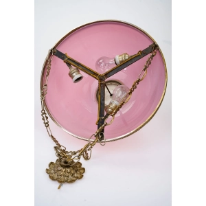 76857 ŻYRANDOL WISZĄCA LAMPA Z CUDOWNYM RÓŻOWYM KLOSZEM (7).jpg