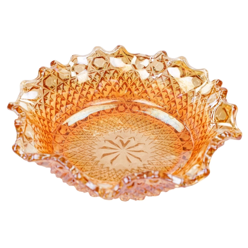 76866 CARNIVAL GLASS SOWERBY CUDOWNA MISKA Z FALBANKĄ (1).jpg