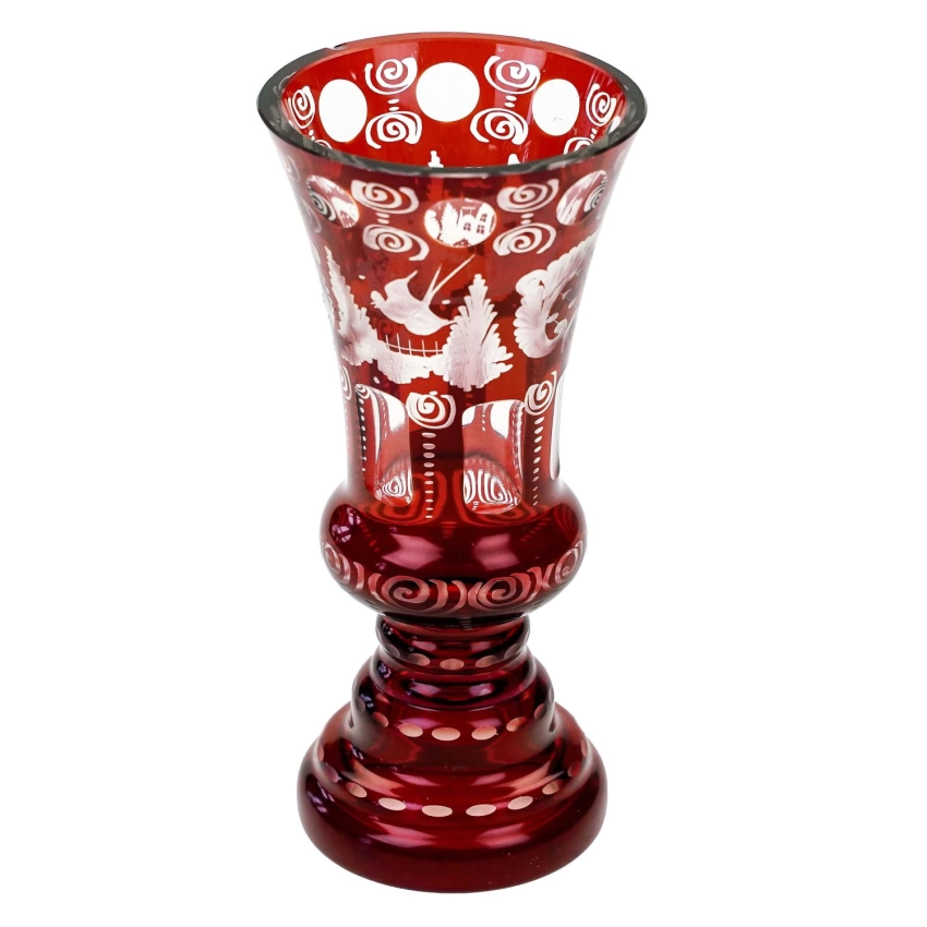 76887 CZECHY EGERMANN RUBINOWY SZLIFOWANY WAZON Z ZAMKIEM I PTASZKIEM (1).jpg