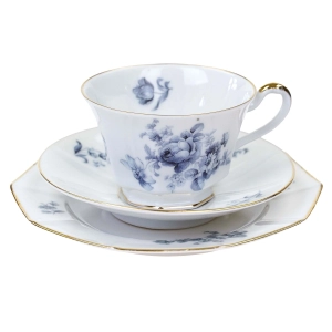 TIRSCHENREUTH BŁĘKITNE BUKIETY GRANIASTA ŚNIADANIÓWKA