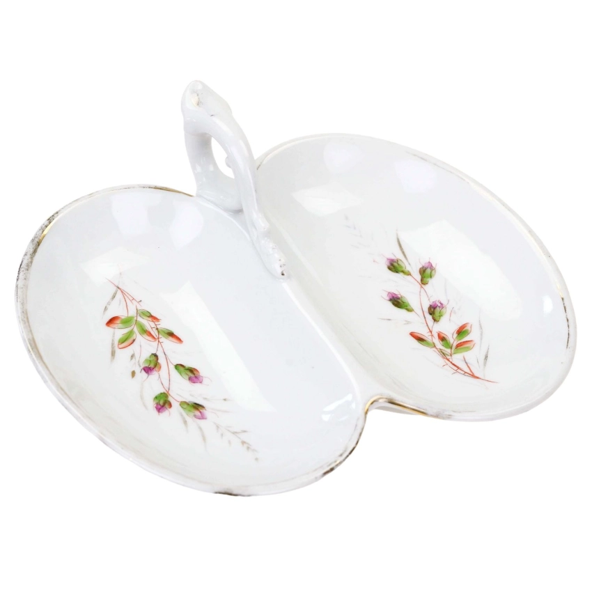 76945 BING &amp; GRONDAHL BIEDERMEIER RĘCZNIE MALOWANY KABARET DZIELONA PATERA (1).jpg