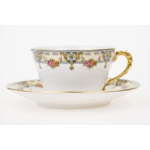 76947 CHABROL FRERES &amp; PORIER LIMOGES FILIŻANKA ZE SPODKIEM KWIATOWY SZLACZEK (2).jpg