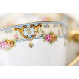 76947 CHABROL FRERES &amp; PORIER LIMOGES FILIŻANKA ZE SPODKIEM KWIATOWY SZLACZEK (3).jpg