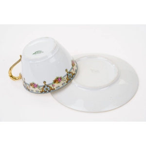 76947 CHABROL FRERES &amp; PORIER LIMOGES FILIŻANKA ZE SPODKIEM KWIATOWY SZLACZEK (5).jpg