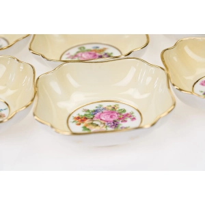 76948 LIMOGES ŚLICZNY SERWIS DESEROWY KOLOROWE BUKIETY KWIATÓW (3).jpg