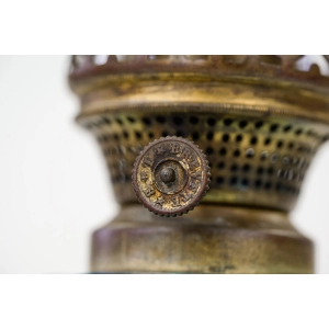 76961 BELGIA TURKUSOWA SZKLANA STARA LAMPA NAFTOWA (3).jpg