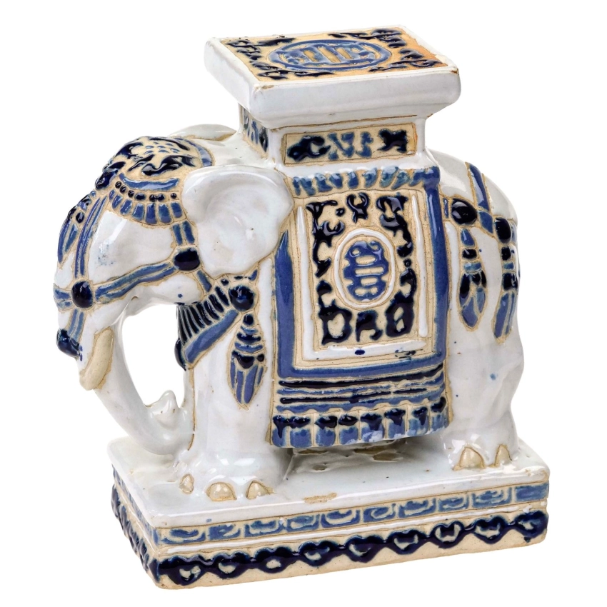 76990 CERAMICZNY BARWNY SŁOŃ FIGURA POSTUMENT POD KWIATKA KWIETNIK (1).jpg