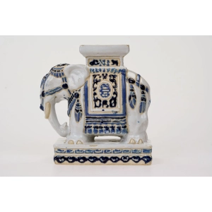 76990 CERAMICZNY BARWNY SŁOŃ FIGURA POSTUMENT POD KWIATKA KWIETNIK (2).jpg