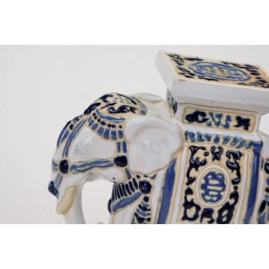 76990 CERAMICZNY BARWNY SŁOŃ FIGURA POSTUMENT POD KWIATKA KWIETNIK (3).jpg