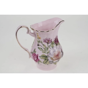 54741 ŚLICZNY MLECZNIK Z RÓŻOWEJ PORCELANY RÓŻE I MOTYLKI (4).JPG