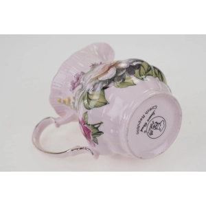 54741 ŚLICZNY MLECZNIK Z RÓŻOWEJ PORCELANY RÓŻE I MOTYLKI (5).JPG