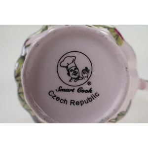 54741 ŚLICZNY MLECZNIK Z RÓŻOWEJ PORCELANY RÓŻE I MOTYLKI (6).JPG