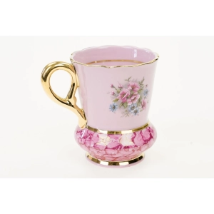 71789 DALOVICE FILIŻANKA KUBEK Z RÓŻOWEJ PORCELANY KOLOROWE KWIATY (4).JPG