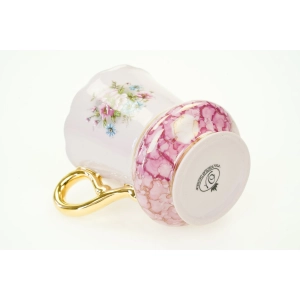 71789 DALOVICE FILIŻANKA KUBEK Z RÓŻOWEJ PORCELANY KOLOROWE KWIATY (5).JPG