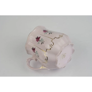 41135 CHODOV KUBEK Z RÓŻOWEJ PORCELANY KWIATY I ZŁOCENIA (4).jpg