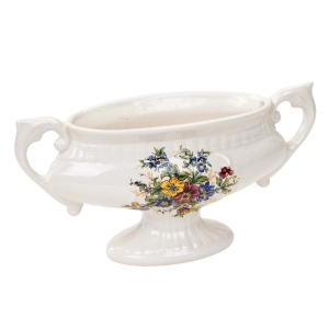 WŁOCHY CERAMICZNA ŻARDINIERA Z USZAMI BUKIET KWIATÓW