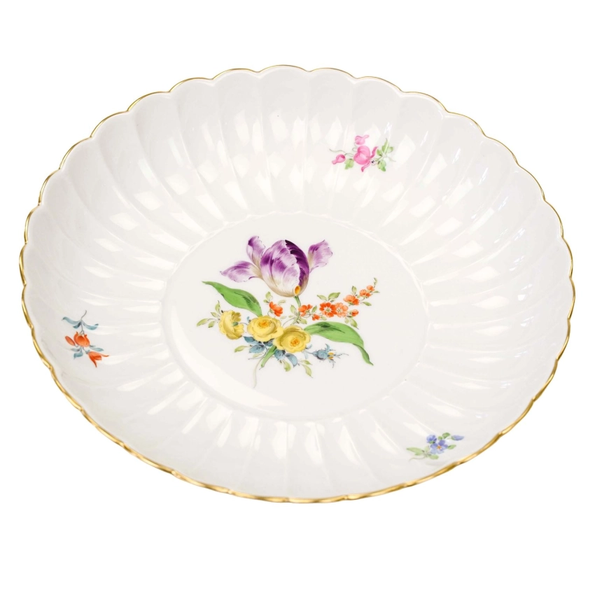 76998 MEISSEN MIŚNIA MISA PATERA KOLOROWE KWIATY (1).jpg