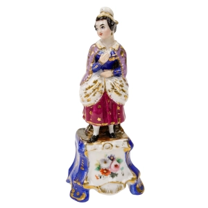 ANTYCZNA XIX WIECZNA PORCELANOWA FIGURALNA BUTELKA NA PERFUMY