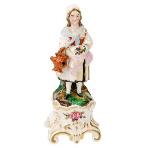 ANTYCZNA XIX WIECZNA PORCELANOWA FIGURALNA BUTELKA NA PERFUMY